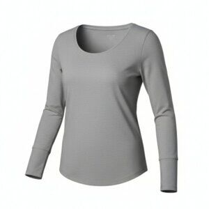 Athleta Untempo Long Sleeves Heathered Grey Shirt Size Medium